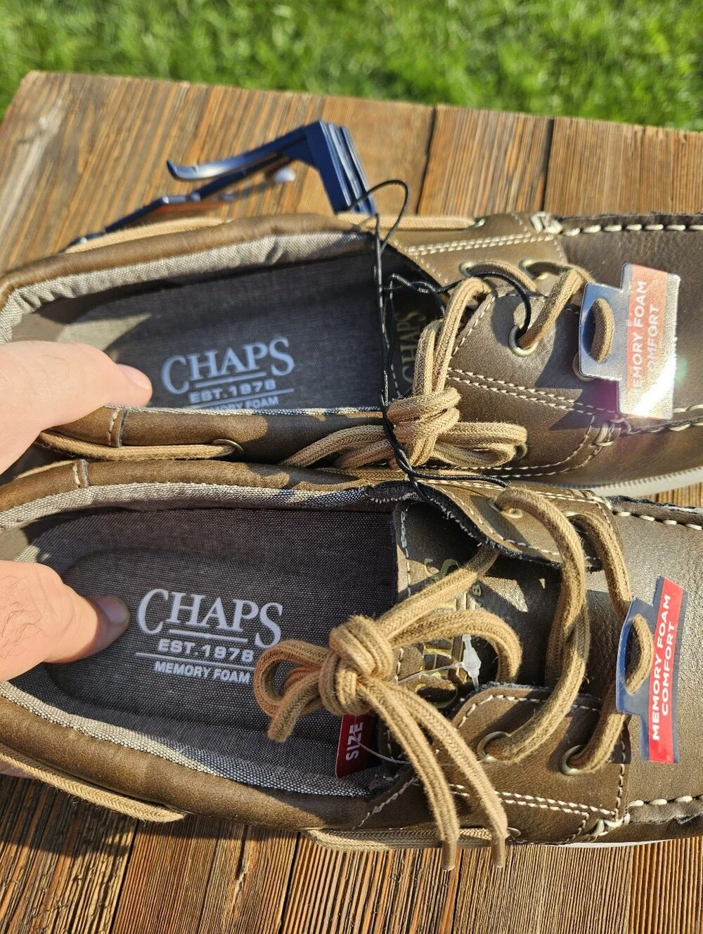 New CHAPS Benny Brown Memory Foam Boat Shoes